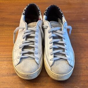 P448 Women's Light Gray Sneakers with Leopard Heel